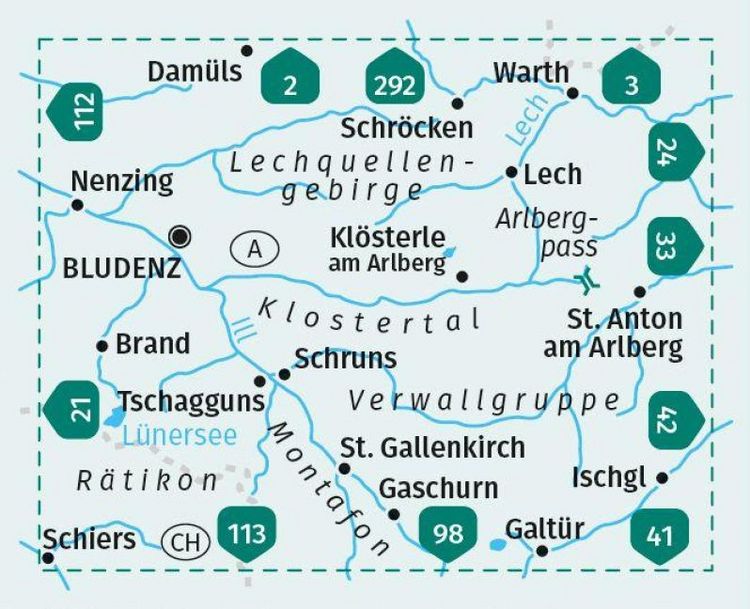 Produktbild: KOMPASS Wanderkarte 32 Bludenz-Schruns 1:50.000