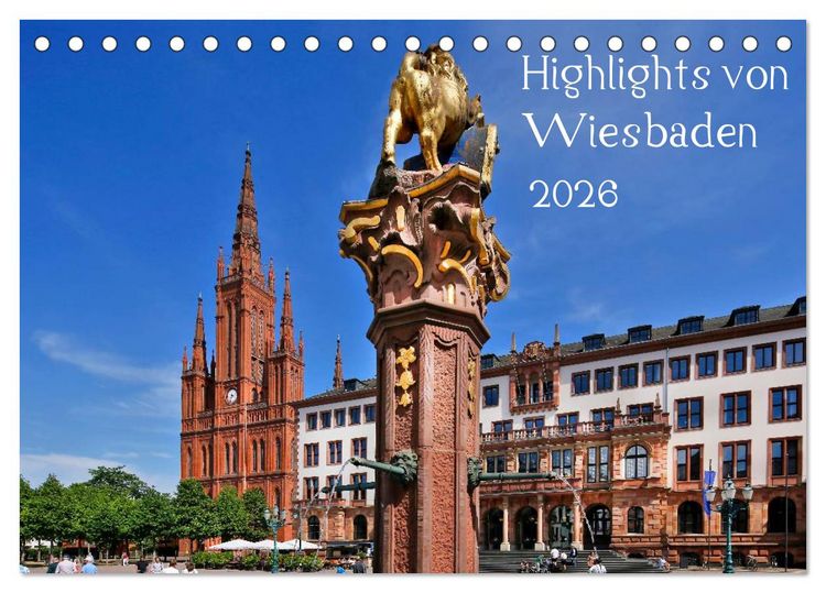Produktbild: Highlights von Wiesbaden (Tischkalender 2026 DIN A5 quer), CALVENDO Monatskalender