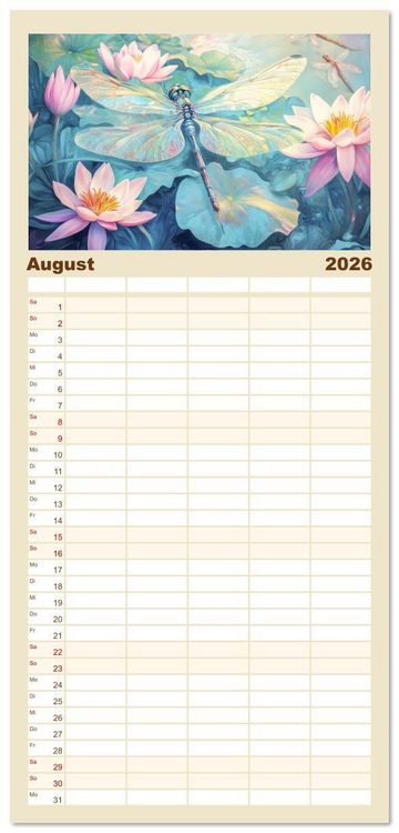 Produktbild: Familienplaner 2026 - Verspieltheit und Harmonie mit 5 Spalten (Wandkalender, 21 x 45 cm) CALVENDO