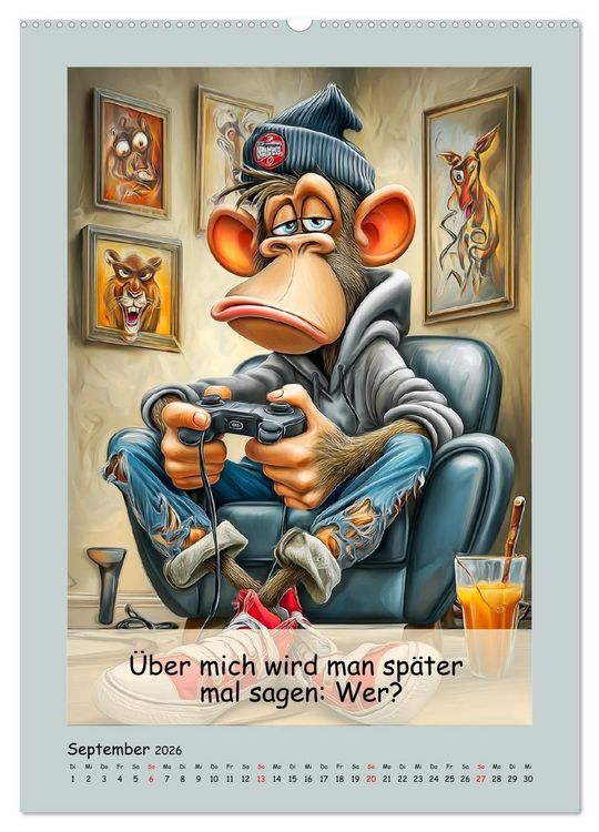 Produktbild: Affengeil. Humor aus dem Gro&szlig;stadtdschungel (hochwertiger Premium Wandkalender 2026 DIN A2 hoch), Kunstdruck in Hochglanz