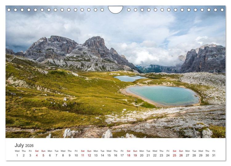 Produktbild: Alpine lakes on the Dolomites (Wall Calendar 2026 DIN A4 landscape), CALVENDO 12 Month Wall Calendar