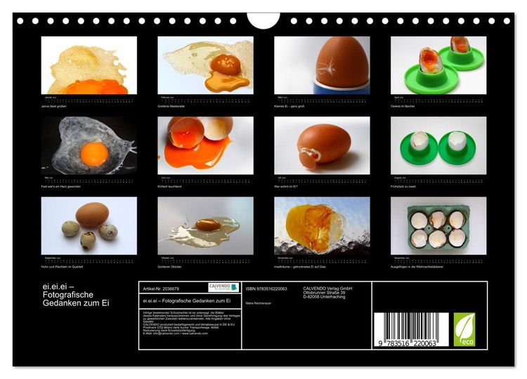 Produktbild: ei.ei.ei &ndash; Fotografische Gedanken zum Ei (Wandkalender 2026 DIN A4 quer), CALVENDO Monatskalender