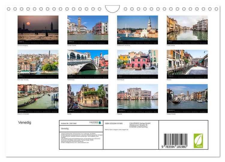 Produktbild: Venedig (Wandkalender 2027 DIN A4 quer), CALVENDO Monatskalender