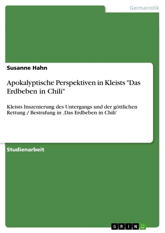 Produktbild: Apokalyptische Perspektiven in Kleists "Das Erdbeben in Chili"