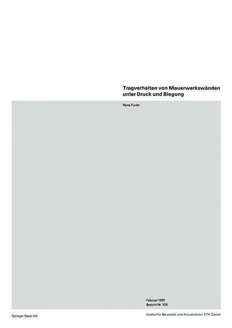 Produktbild: Tragverhalten von Mauerwerksw&auml;nden unter Druck und Biegung