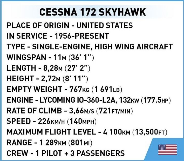 Produktbild: COBI 26620 - Cessna 172 Skyhawk-White, Ma&szlig;stab 1:48, Bausatz, 160 Klemmbausteine