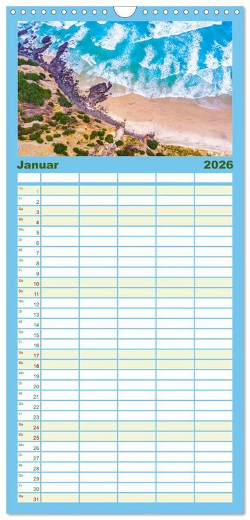Produktbild: Familienplaner 2026 - Neuseeland Luftaufnahmen mit 5 Spalten (Wandkalender, 21 x 45 cm) CALVENDO