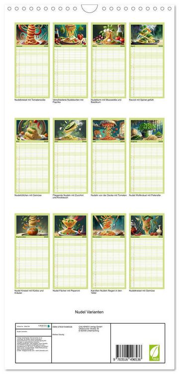 Produktbild: Familienplaner 2026 - Nudel Varianten mit 5 Spalten (Wandkalender, 21 x 45 cm) CALVENDO