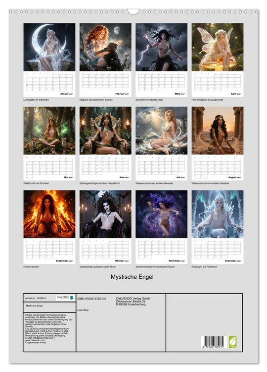 Produktbild: Mystische Engel (Wandkalender 2027 DIN A2 hoch), CALVENDO Monatskalender