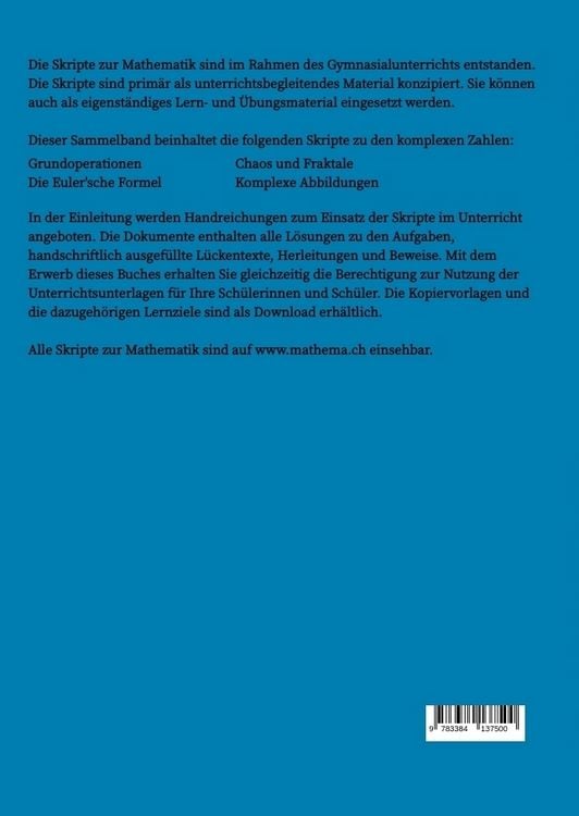 Produktbild: Skripte zur Mathematik - Komplexe Zahlen