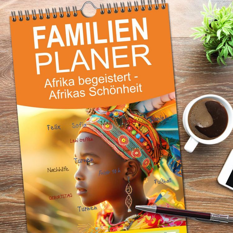 Produktbild: Familienplaner 2026 - Afrika begeistert - Afrikas Sch&ouml;nheit mit 5 Spalten (Wandkalender, 21 x 45 cm) CALVENDO
