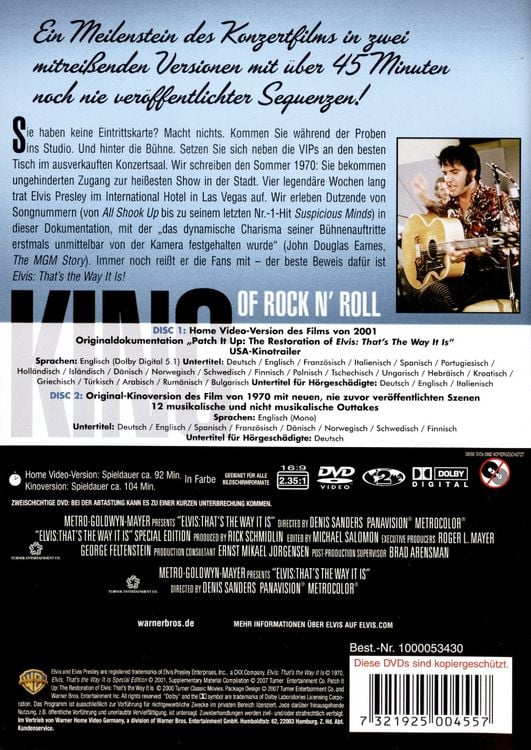 Produktbild: Elvis Presley - That's the Way it is Special Edition [2 DVDs]