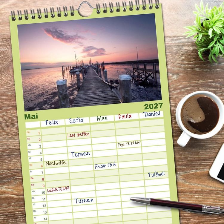 Produktbild: Familienplaner 2027 - SYLT hinter den D&uuml;nen mit 5 Spalten (Wandkalender, 21 x 45 cm) CALVENDO
