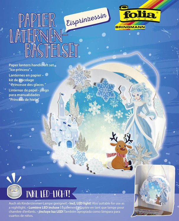 Produktbild: Folia Laternen-Bastelset aus Papier EISPRINZESSIN, inkl. Deko-Licht