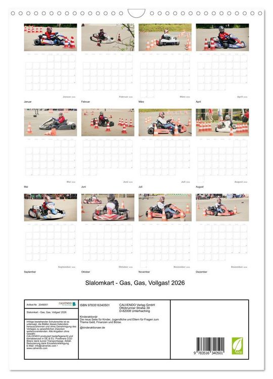 Produktbild: Slalomkart - Gas, Gas, Vollgas! 2026 (Wandkalender 2026 DIN A3 hoch), CALVENDO Monatskalender