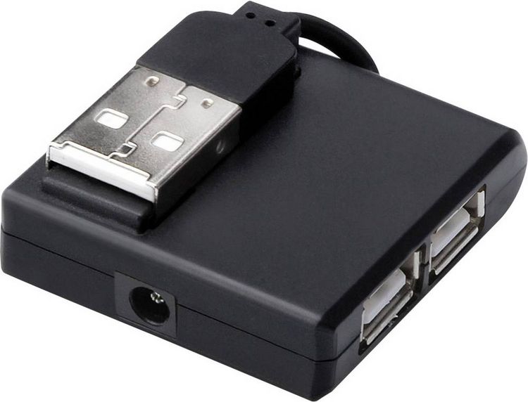 Produktbild: Digitus DA-70217 USB-Hub 4 Port USB-A USB 2.0 480 MBit/s Schwarz DA-70217