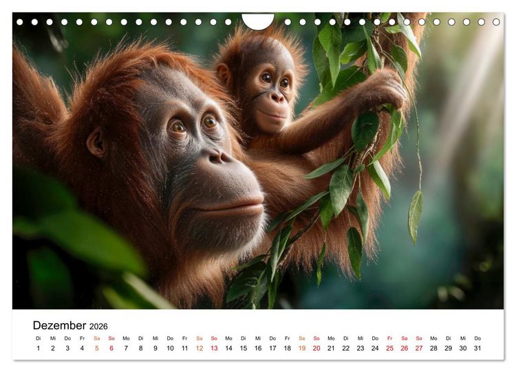 Produktbild: Orang Utans - Leben in den Baumkronen (Wandkalender 2026 DIN A4 quer), CALVENDO Monatskalender
