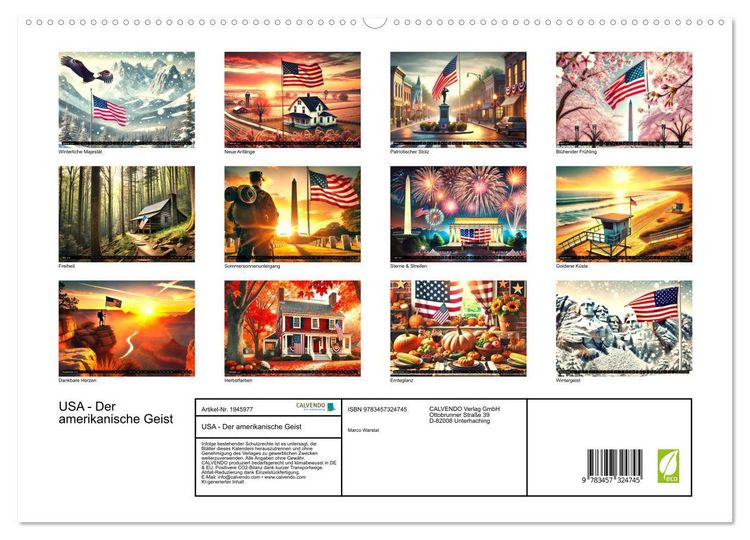 Produktbild: USA - Der amerikanische Geist (hochwertiger Premium Wandkalender 2026 DIN A2 quer), Kunstdruck in Hochglanz