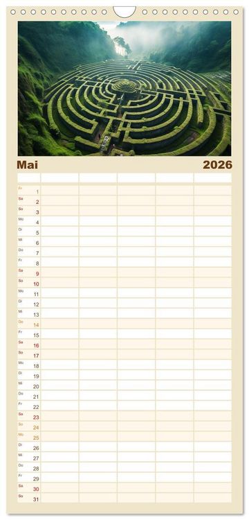 Produktbild: Familienplaner 2026 - Labyrinth Universum mit 5 Spalten (Wandkalender, 21 x 45 cm) CALVENDO