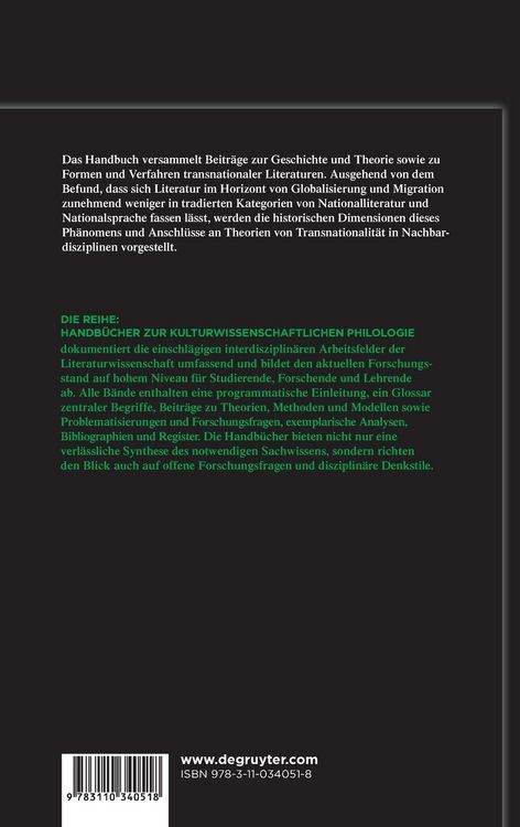 Produktbild: Handbuch Literatur & Transnationalit&auml;t