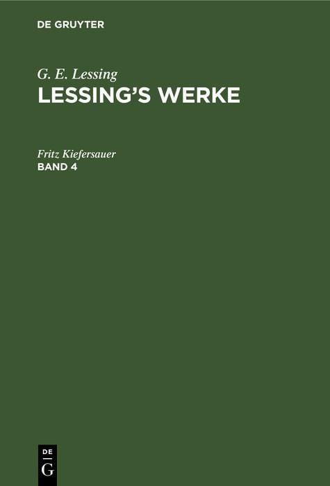 Produktbild: G. E. Lessing: Lessing's Werke. Band 4