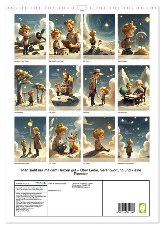 Produktbild: Man sieht nur mit dem Herzen gut &ndash; &Uuml;ber Liebe, Verantwortung und kleine Planeten (Wandkalender 2026 DIN A3 hoch), CALVENDO Monatskalender