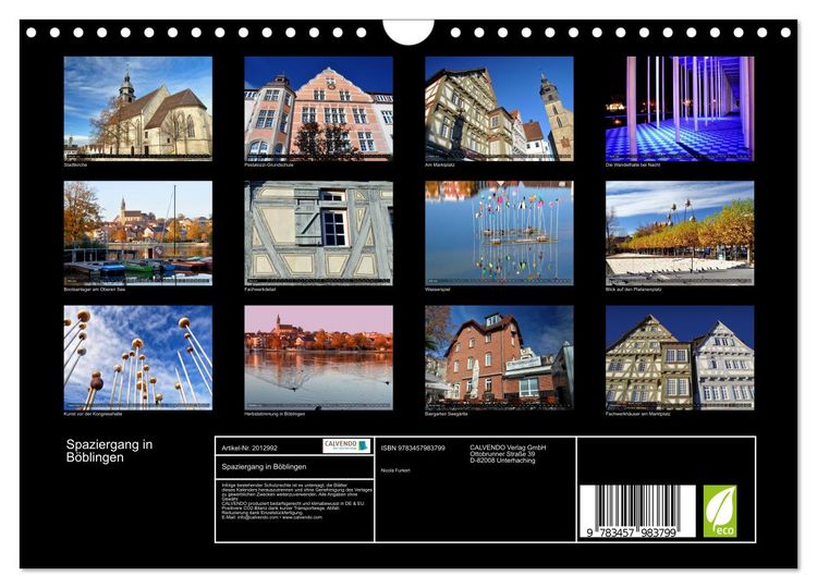 Produktbild: Spaziergang in B&ouml;blingen (Wandkalender 2026 DIN A4 quer), CALVENDO Monatskalender