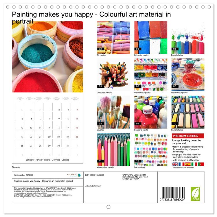 Produktbild: Painting makes you happy - Colourful art material in portrait (Wall Calendar 2026 12 &times; 12 Inch) CALVENDO 12 Month Wall Calendar