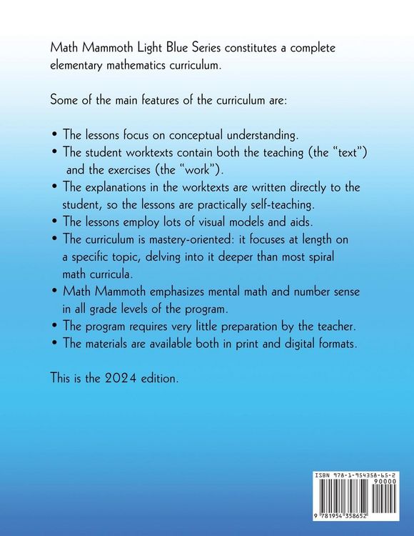 Produktbild: Math Mammoth Grade 3-A Worktext