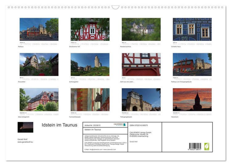 Produktbild: Idstein im Taunus (Wandkalender 2026 DIN A2 quer), CALVENDO Monatskalender