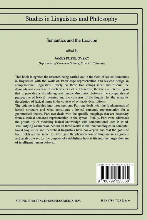 Produktbild: Semantics and The Lexicon