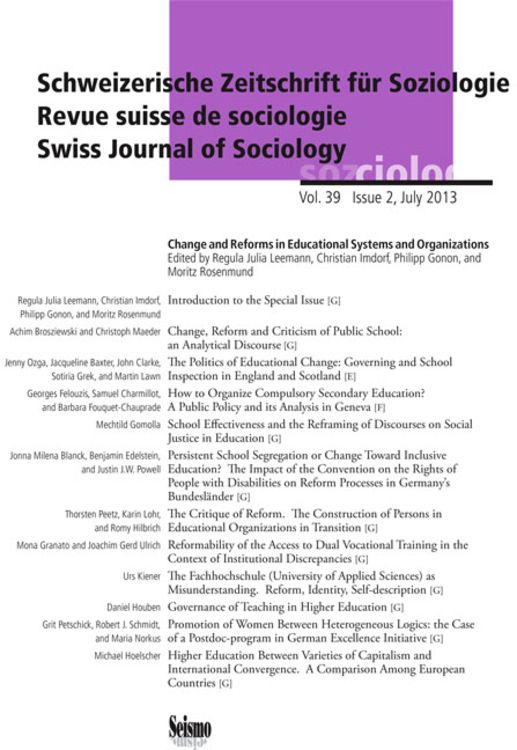 Bild vom Artikel Schweizerische Zeitschrift für Soziologie 39/2 vom Autor Regula Julia Leemann