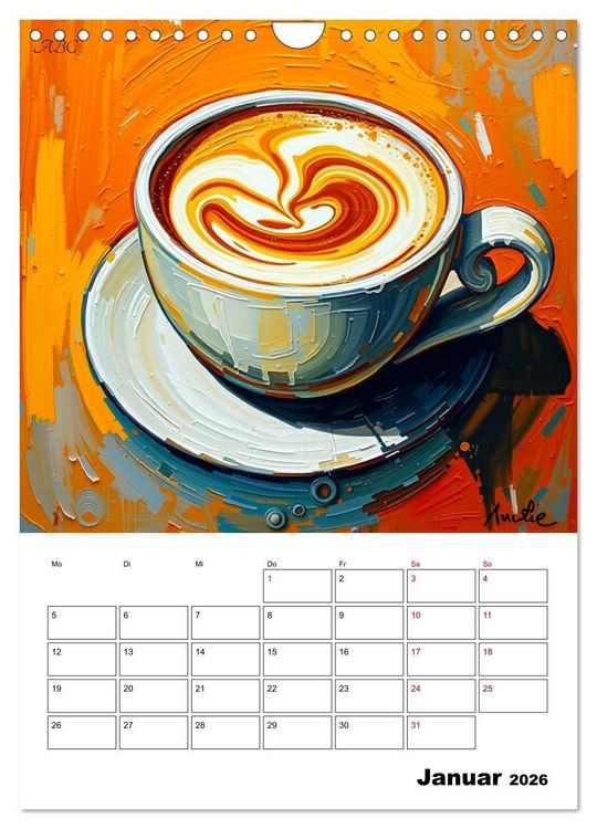 Produktbild: Kaffee trifft Kunst - Aromatische Pinselstriche (Wandkalender 2026 DIN A4 hoch), CALVENDO Monatskalender