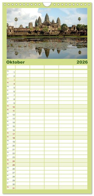 Produktbild: Familienplaner 2026 - Kambodscha &bull; Angkor Wat mit 5 Spalten (Wandkalender, 21 x 45 cm) CALVENDO