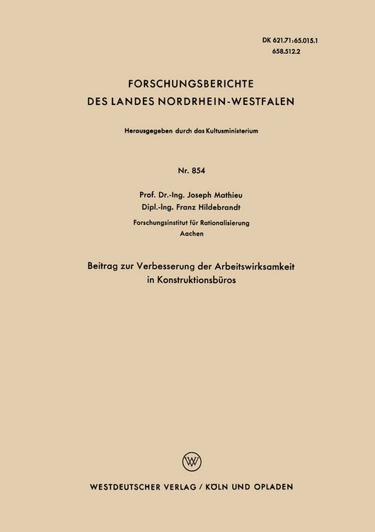Produktbild: Beitrag zur Verbesserung der Arbeitswirksamkeit in Konstruktionsb&uuml;ros