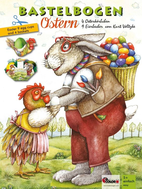 Produktbild: Ostern basteln Bastelbogen K&ouml;rbchen & Eierbecher Ausschneidebogen