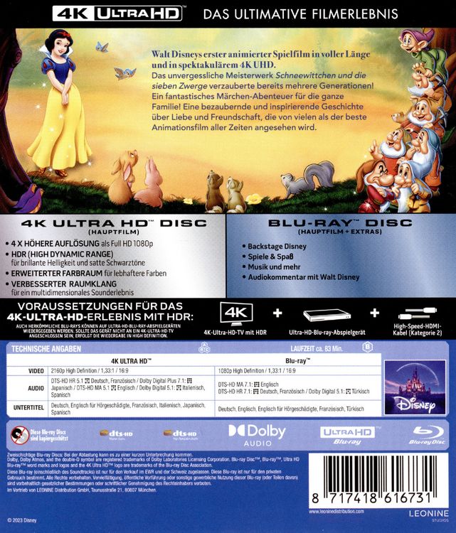 Produktbild: Schneewittchen und die 7 Zwerge (4K Ultra HD) (+ Blu-ray)
