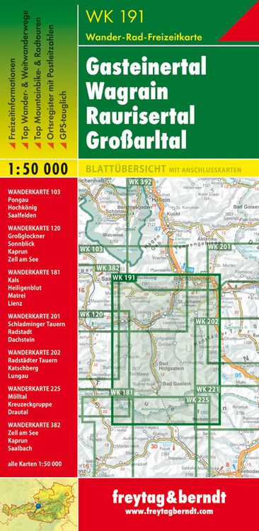 Produktbild: freytag & berndt Wanderkarte WK 191 Gasteinertal - Wagrain - Raurisertal - Gro&szlig;arltal 1:50.000