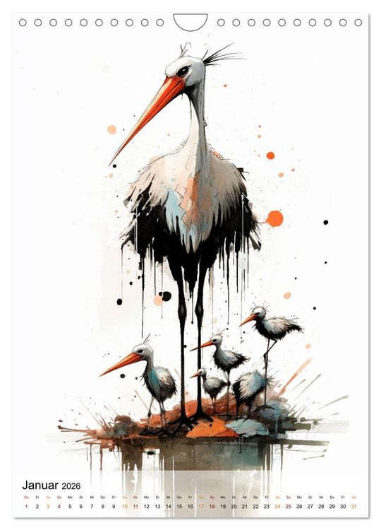 Produktbild: Einzigartig - dieser Storch (Wandkalender 2026 DIN A4 hoch), CALVENDO Monatskalender