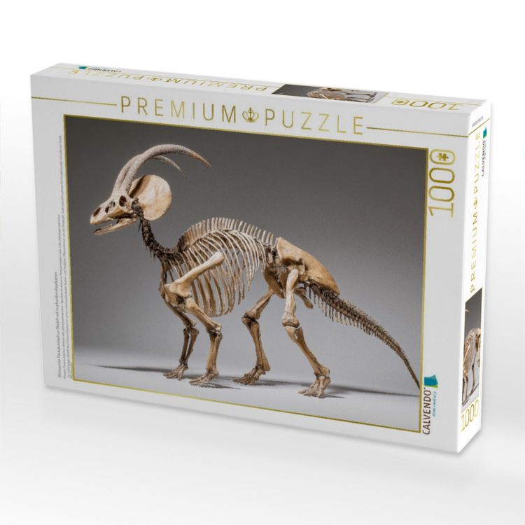Produktbild: CALVENDO Puzzle Dinosaurier Parasaurolophus-Skelett mit markantem Kopfkamm | 1000 Teile Lege-Gr&ouml;&szlig;e 64x48cm Foto-Puzzle f&uuml;r gl&uuml;ckliche Stunden