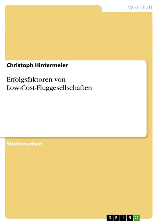 Produktbild: Erfolgsfaktoren von Low-Cost-Fluggesellschaften