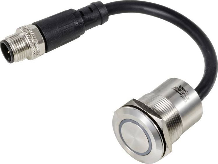 Produktbild: TRU COMPONENTS TC-12835308 TC-PS223P10YSSG12T M12 MALE CONNECTOR Piezotaster 24 V 0.2 A 1 x Aus/(Ein) tastend Gr&uuml;n (&Oslash;) 28.5 mm 1 St.