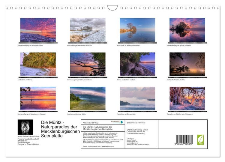 Produktbild: Die M&uuml;ritz - Naturparadies der Mecklenburgischen Seenplatte (Wandkalender 2026 DIN A3 quer), CALVENDO Monatskalender