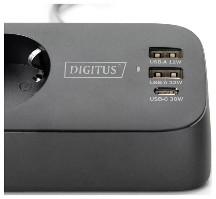 Produktbild: Digitus DA-70625 Tischsteckdose Schwarz Schutzkontakt 1St.