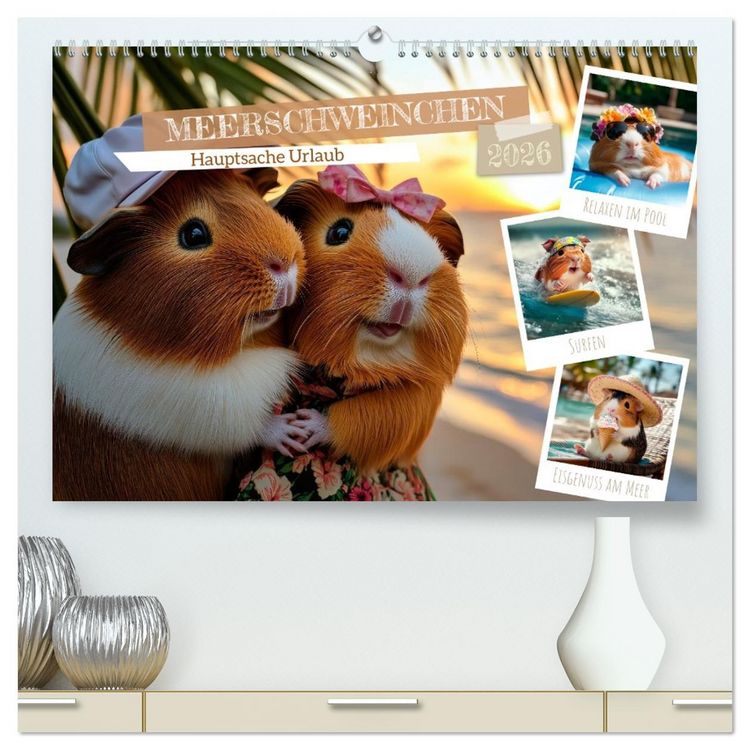 Produktbild: Meerschweinchen - Hauptsache Urlaub (hochwertiger Premium Wandkalender 2026 DIN A2 quer), Kunstdruck in Hochglanz