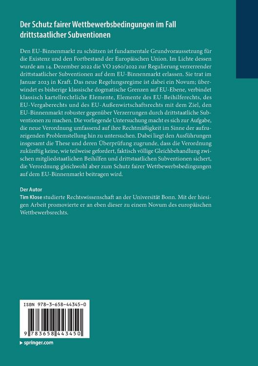 Produktbild: Der Schutz fairer Wettbewerbsbedingungen im Fall drittstaatlicher Subventionen
