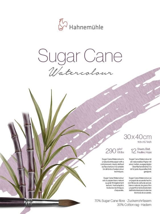 Produktbild: Hahnem&uuml;hle Sugar Cane Aquarellpapier, 30 x 40 cm, 290 g/m&sup2;, 12 Blatt