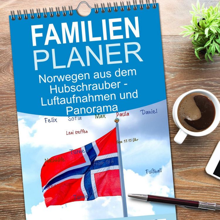 Produktbild: Familienplaner 2026 - Norwegen aus dem Hubschrauber - Luftaufnahmen und Panorama mit 5 Spalten (Wandkalender, 21 x 45 cm) CALVENDO