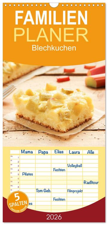 Produktbild: Familienplaner 2026 - Blechkuchen mit 5 Spalten (Wandkalender, 21 x 45 cm) CALVENDO