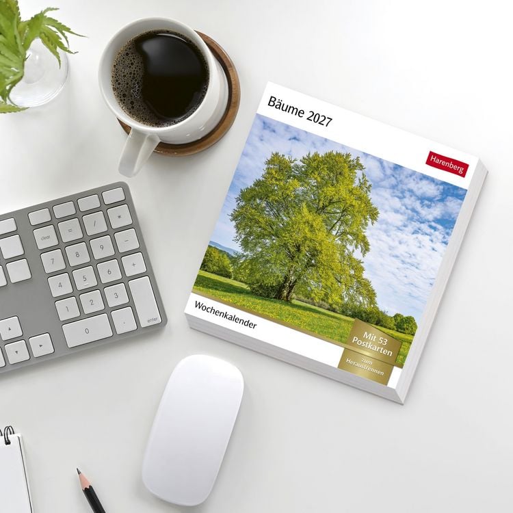 Produktbild: B&auml;ume Postkartenkalender 2027 - Wochenkalender mit 53 Postkarten